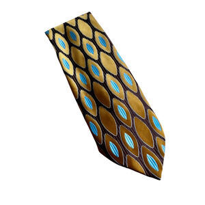 Vintage Mid Century Modern Brown Blue, Tan Monsieur Cravatieur Necktie